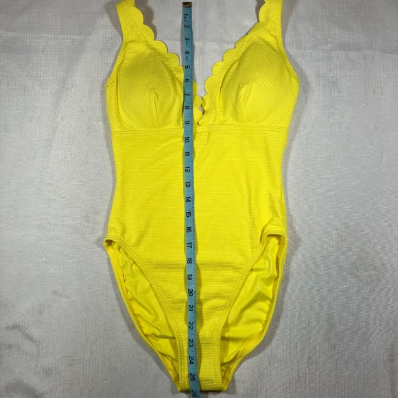 NWT Kate Spade YELLOW Scalloped Plunge One Piece Swimsuit, Size Small - Picture 5 of 12
